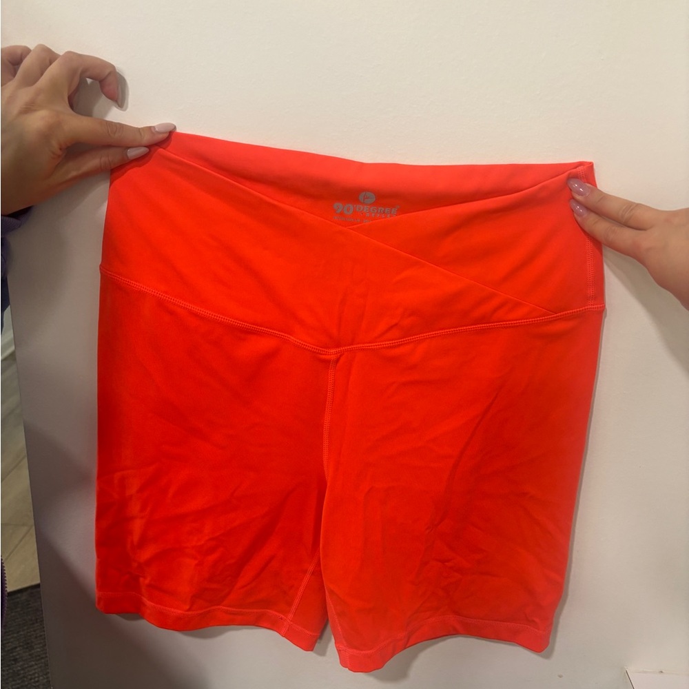 90 Degree By Reflex Neon Orange Athletic Shorts